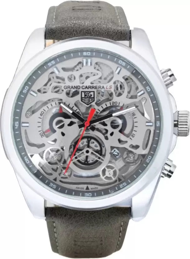 Tag heuer CR7 Diagno Grey Chronograph Multi Dial Leather Mens TAG-CAR2110-SILVER Watch for Man - Gift