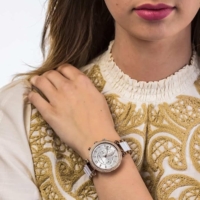 MK Parker Chronograph White Womens Watch For Girl Or Woman MK-5774 Diwali Festive Sale