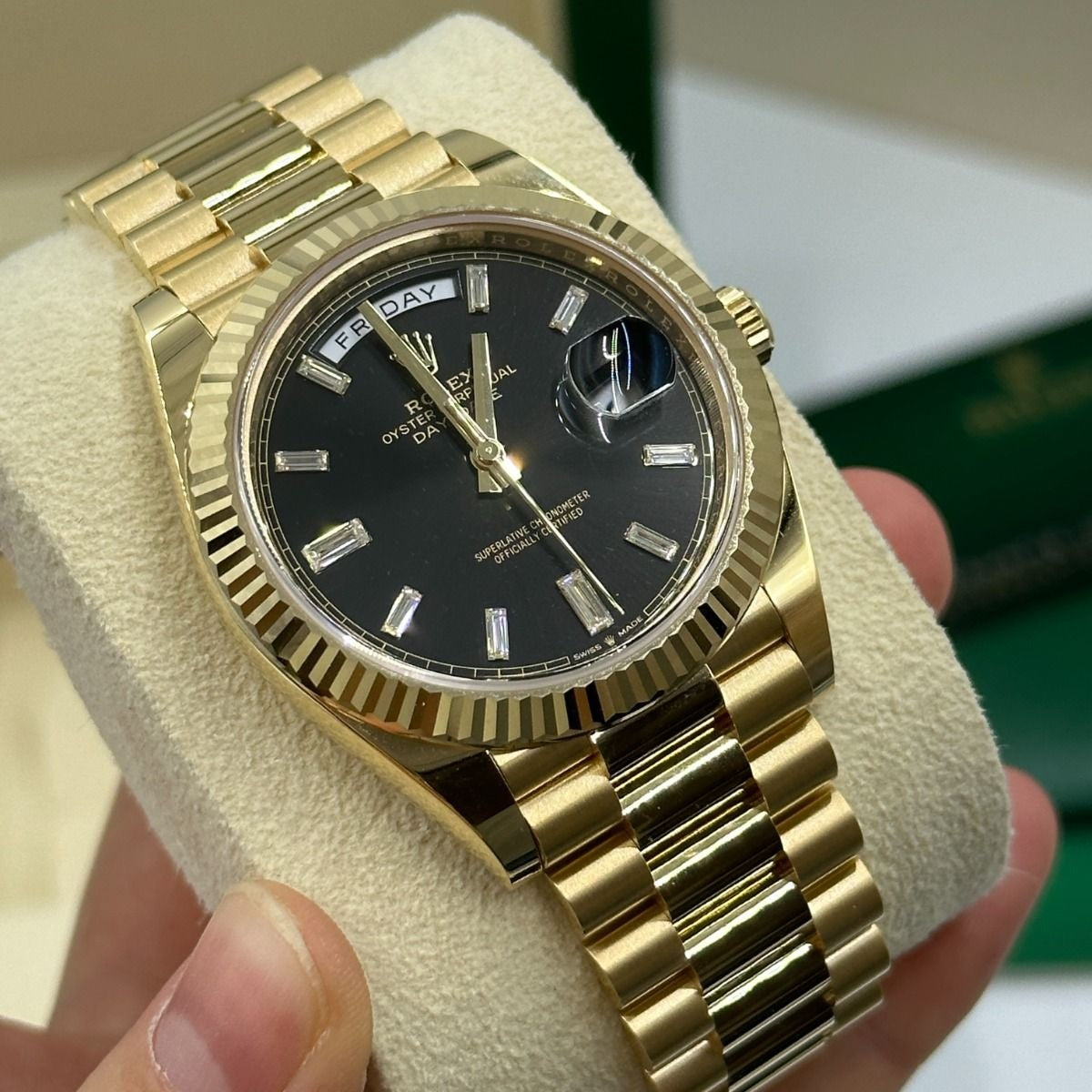 Rolex Oyster Perpetual Day-Date Black Dial Men's Watch RLX-OYST-BG