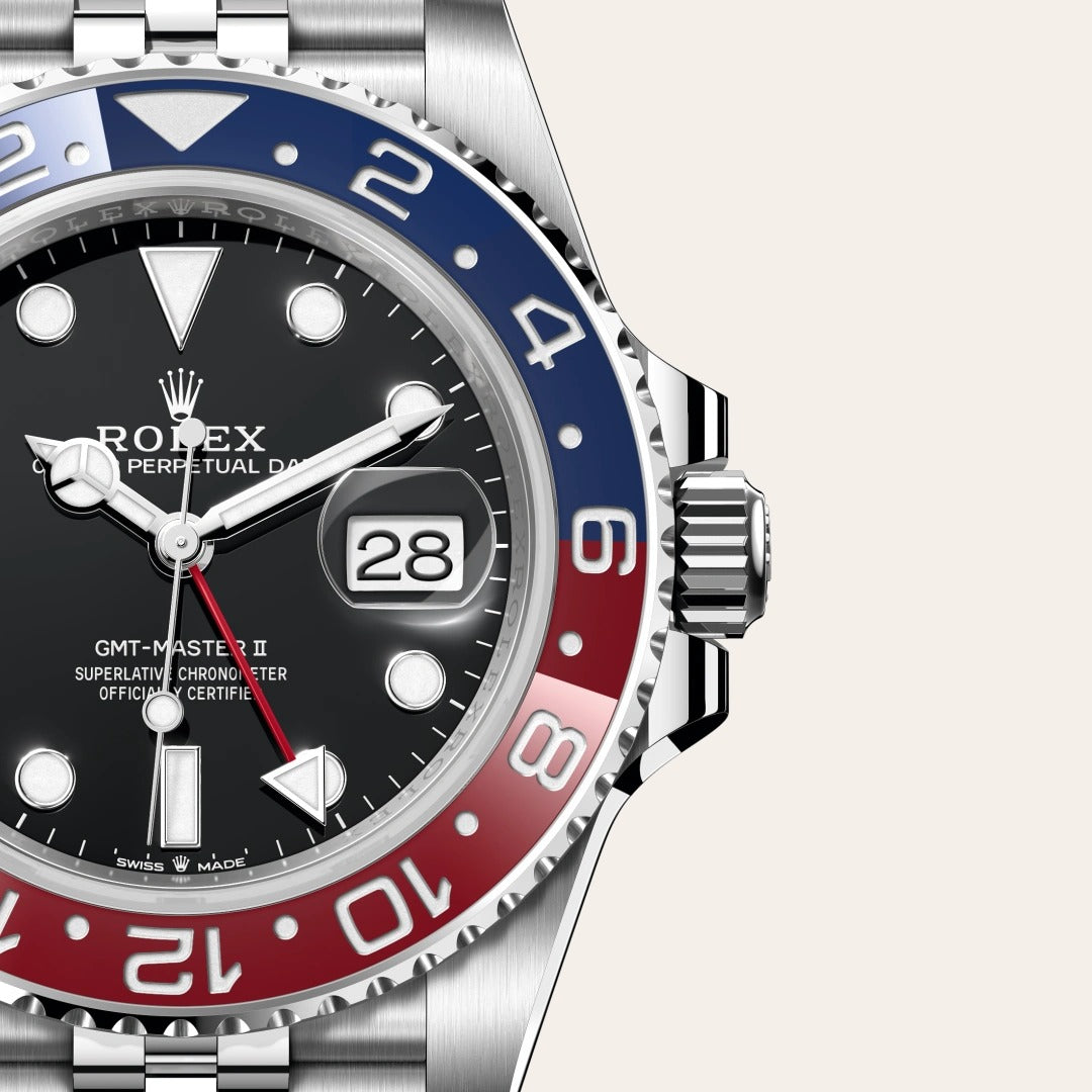 GMT-Master II Stainless Steel Black Dial Blue Bezel Oyster silver Metal Men's Watch for Man RLX-GMT-5304