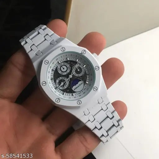 Audemars Piguet Chronograph Black Dial White Metal Men's Watch AP-WHT-485