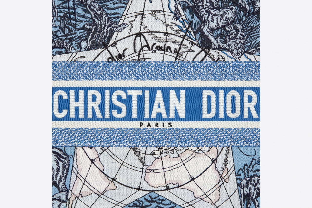 Christian Dior Women Fashion Western Style Tote Blue Dior Around The World Sauvage EmbroideryMedium Bag For Women's Or Girls Bag - Best Casual Use Bag DR-M259-WBG