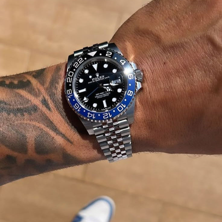 Rolex GMT-Master II Oyster Perpetual Bidirectional Rotatable Bezel Dual-Color Blue & Black Dial and a Jubilee bracelet Men's Watch RLX-GMT-5305