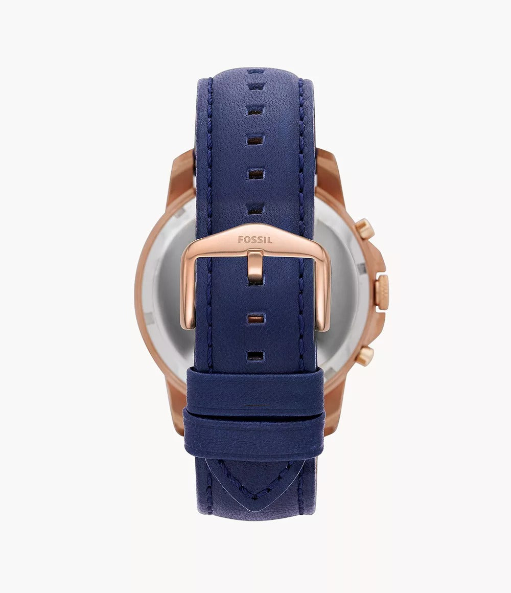 Fossil Chronograph Blue Dial Leather Men's Watch - Fs4835