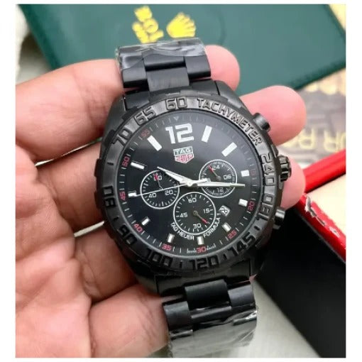 Tag Heuer Formula 1 Black Dial Black Steel Strap Watch for Men TAG-9844