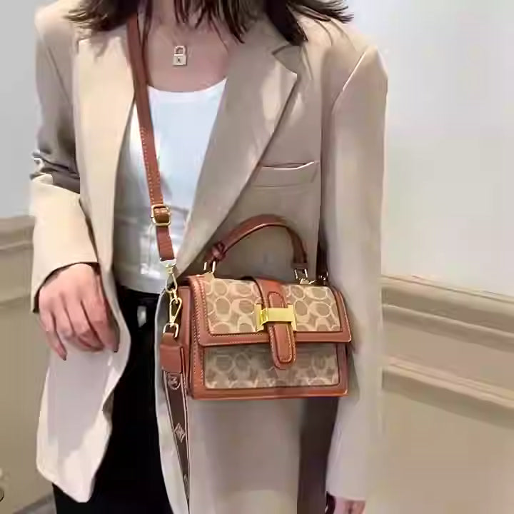 Coach New Brown Printed Leather Stylist Daily Use Hand-Bag CO-4443-WBG