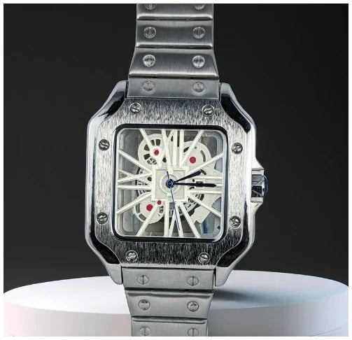 Cartier Silver Watch Silver Strap Men's Watch - CRTR-MTL-SILVER