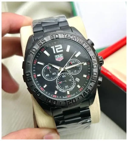 Tag Heuer Formula 1 Black Dial Black Steel Strap Watch for Men TAG-9844