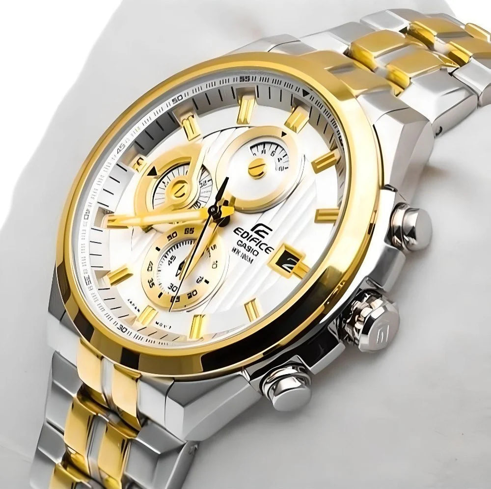 Casio Edifice Chronograph Men's Watch With Silver Gold Color