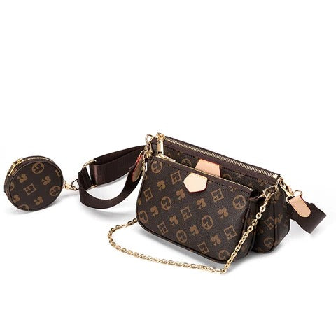 LV Cross Body Handbag In Stunning Brown In Checks Pattern Brown Color Women's Or Girls Bag Along with sling- Stylist Daily Use Bag LV-2872