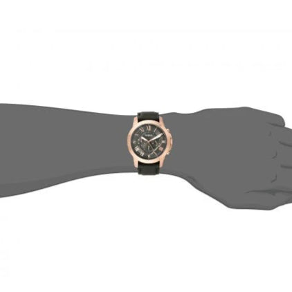Fossil Chronograph Black & Rosegold Dial Leather Men's Watch - FS-4813