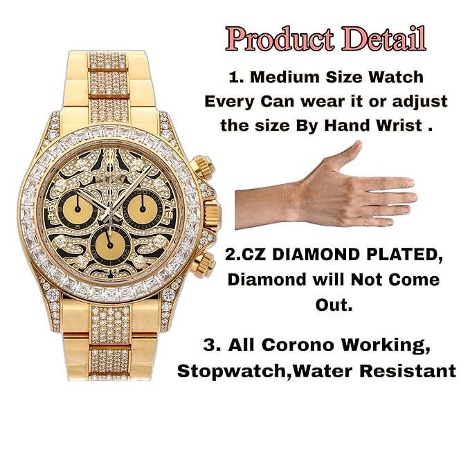 RLX Diamond Set - Eye of the Tiger Watch With Gold Color For Men's And Women's-Rlx-Tiger-4041