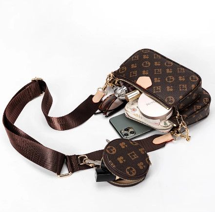 LV Cross Body Handbag In Stunning Brown In Checks Pattern Brown Color Women's Or Girls Bag Along with sling- Stylist Daily Use Bag LV-2872