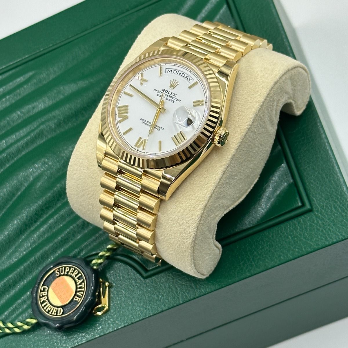 Oyster Perpetual Day-Date White Dial Men's Watch RLX-OYSTR-WG