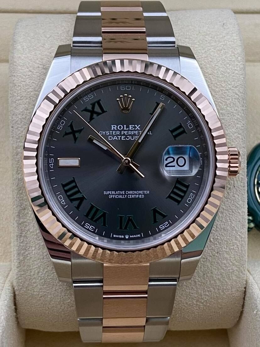 Rolex Datejust 41 Wimbledon & Rosegold Dial Oyster Bracelet Men's Watch-RLX-5308