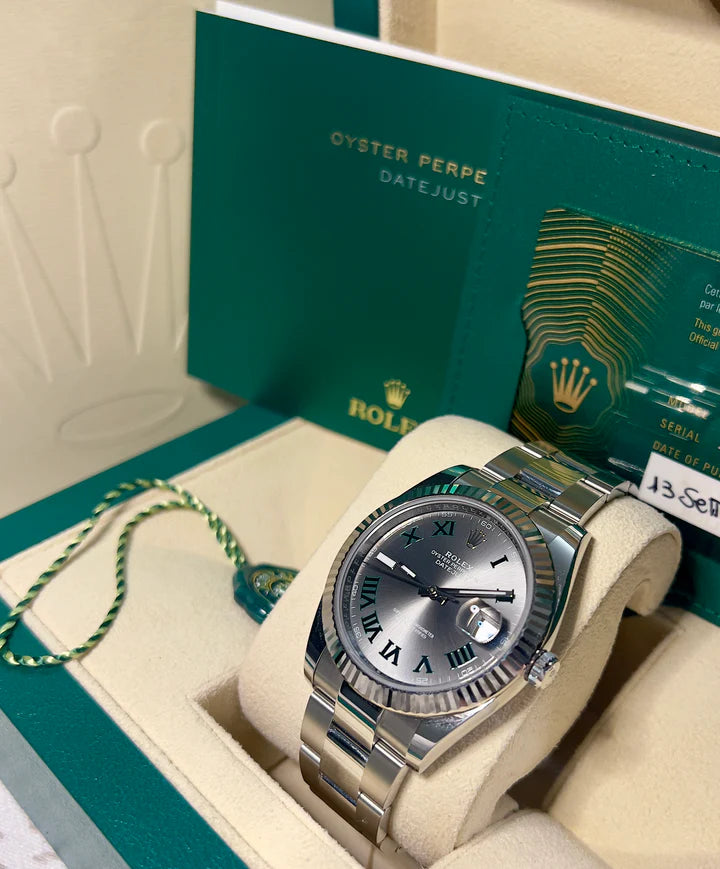 Rolex Datejust 41 'Wimbledon' Silver Dial Oyster Bracelet Men's Watch-RLX-5306