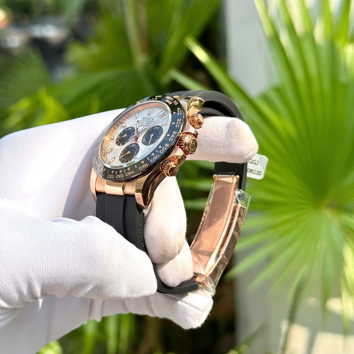 Rolex Cosmograph RoseGold Color Oysterflex Meteorite Dial Ring Bezel Daytona Chronograph Quartz Chronometer Men's Watch - RLX-1167