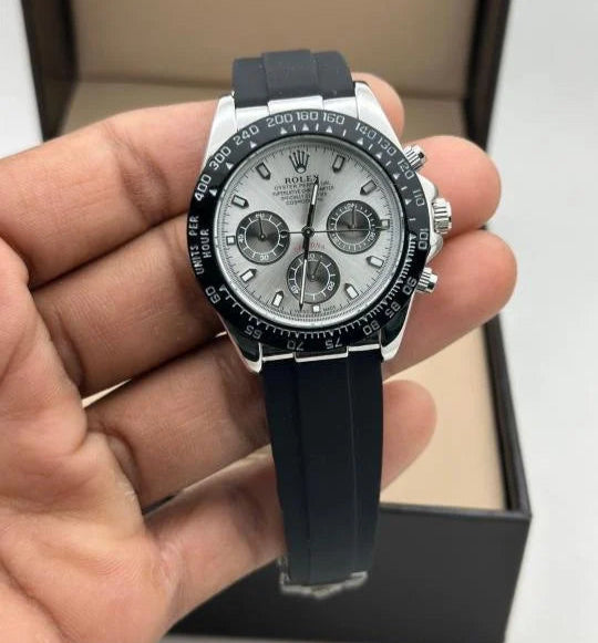 Rolex Cosmograph Silver Color Dial Ring Bezel Daytona Chronograph Quartz Chronometer Men's Watch - RLX-1165