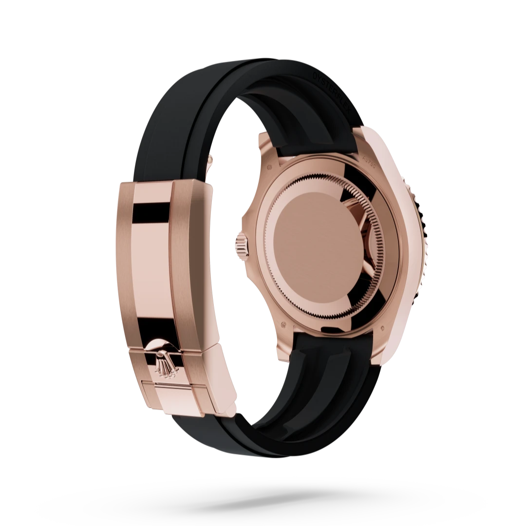 Rolex Yacht-Master Rosegold Analog Black Dial Ceramic Bezel Oyster-flex Silicon Bracelet Men's Watch For Man Rlx-M268655-0004