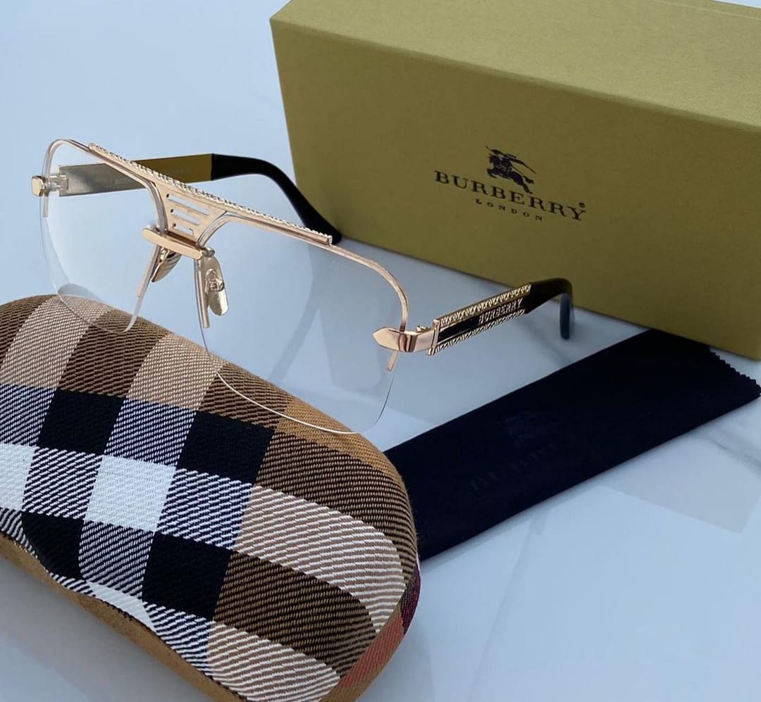 Burberry Branded Aviator Transparent Color Glass Golden Stick And Frame Men's Sunglass For Man Bb-700 Sunglass Gift
