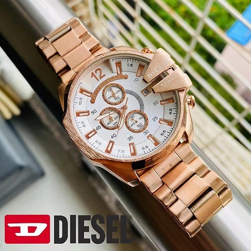 10 Bar Diesel Uhr Rose Gold Diesel Mega Chief Chronograph Full