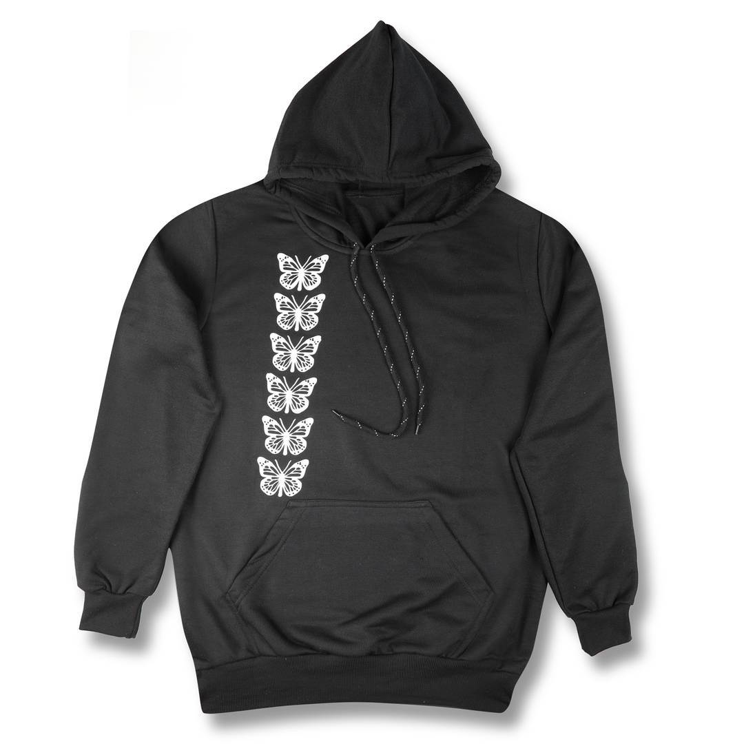 Trendy Cotton Black Long Sleeves Printed Unisex Hoodies