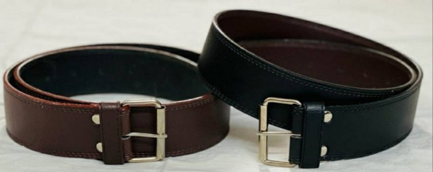 Awesome combo of leather belt in leather in black and brown color