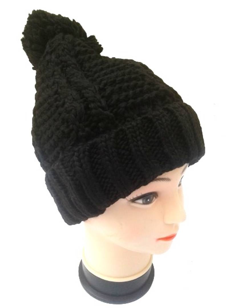 Women Knitted Woolen Cap (Black, Pack of 1)