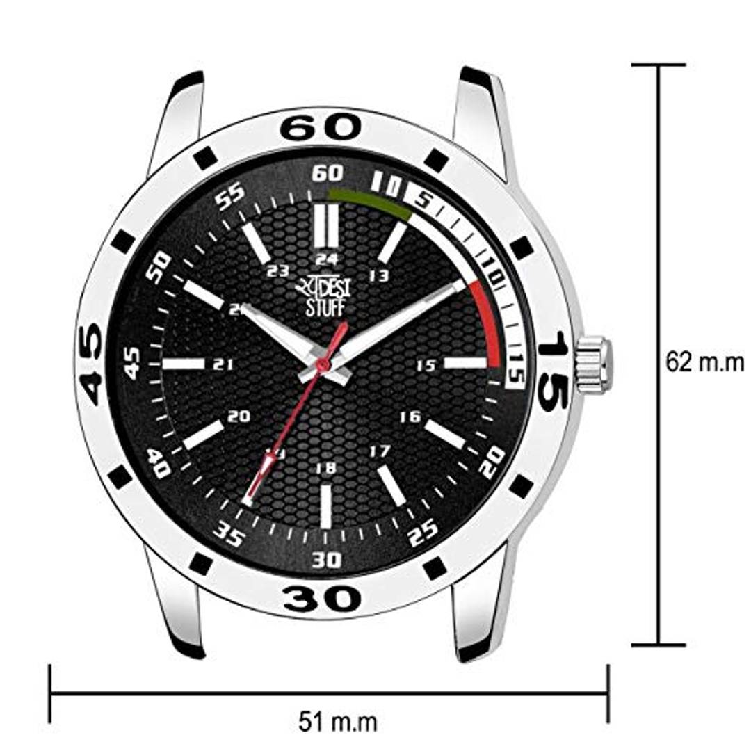 SWADESI STUFF Analogue Men's Watch (Black Dial Silver Colored Strap)