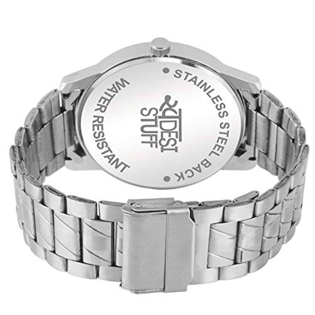 SWADESI STUFF Analogue Men's Watch (Black Dial Silver Colored Strap)