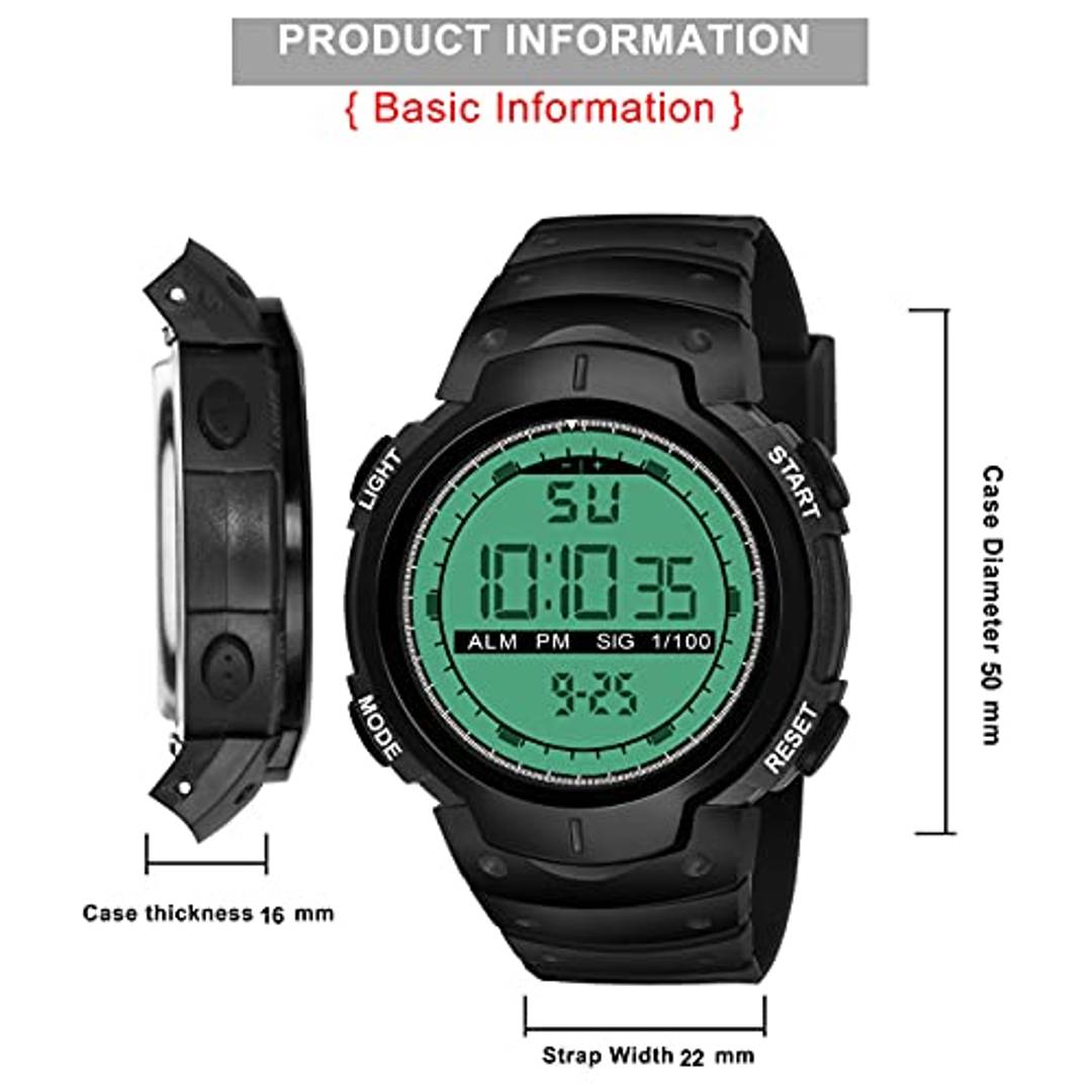 Swadesi Stuff Black Dial Digital Sport Kids Watch for Men Boys (Black) Product-7058527