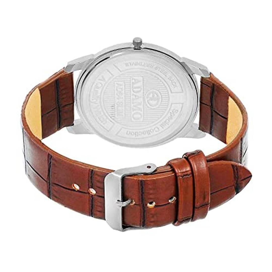 ADAMO Slim White Dial Men's Boy's Watch AD64BR01 Product-7059378