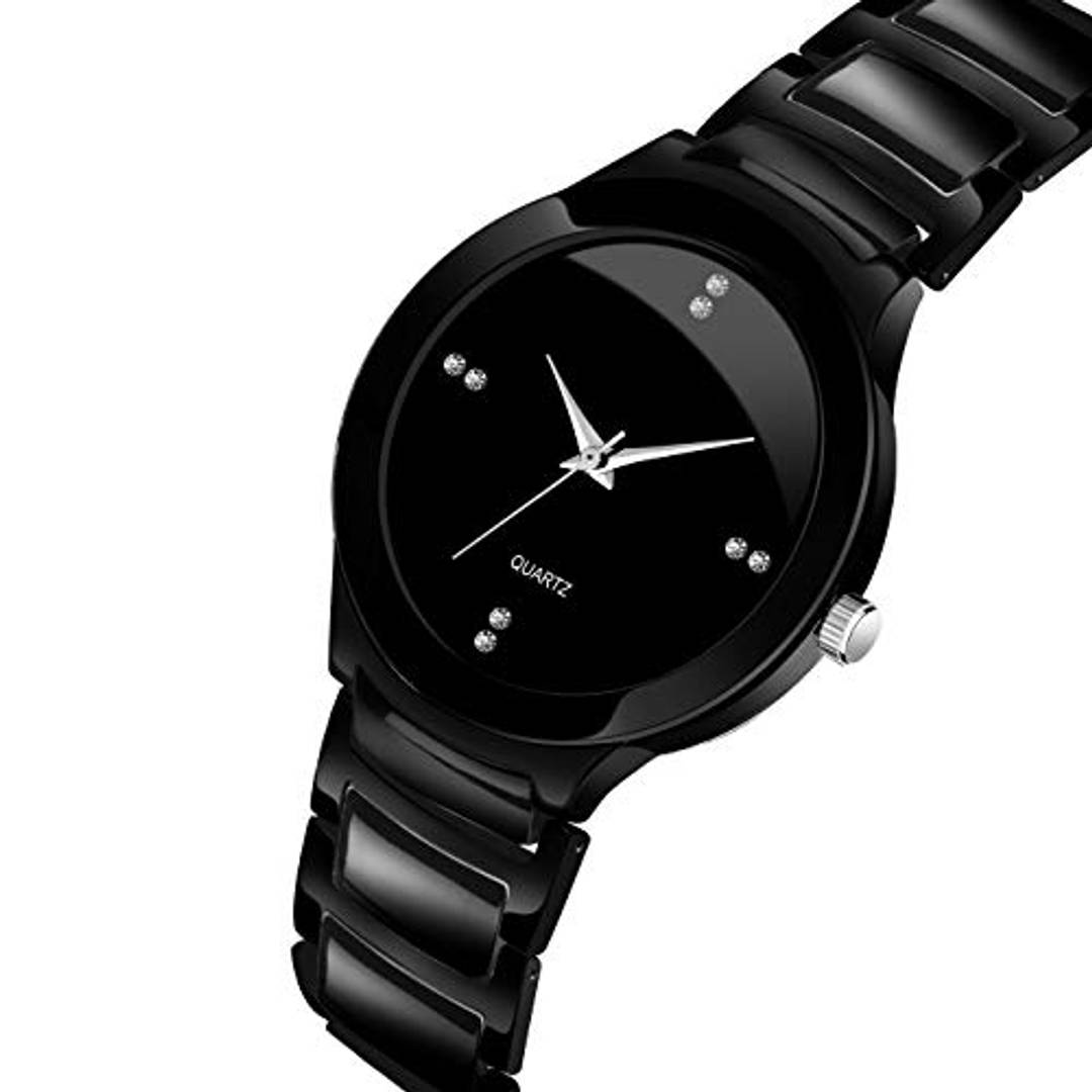 Talgo Analogue Minimalist Round Black Dial Latest Generation Stainless Steel Linked Chain Black Strap Stylish Wrist Watch for Men and Boys, Pack of 1 - IIKBKMEN Product-7148589