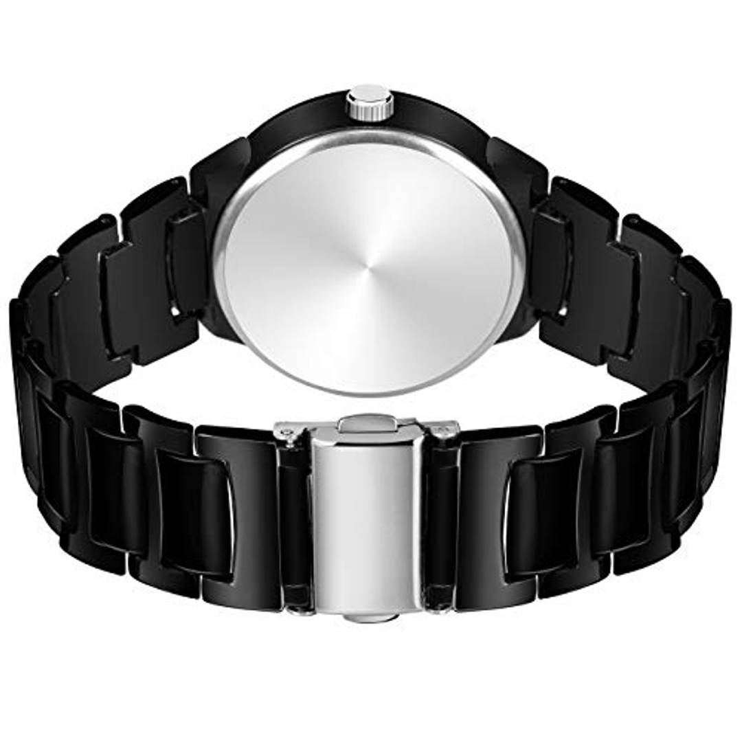 Talgo Analogue Minimalist Round Black Dial Latest Generation Stainless Steel Linked Chain Black Strap Stylish Wrist Watch for Men and Boys, Pack of 1 - IIKBKMEN Product-7148589