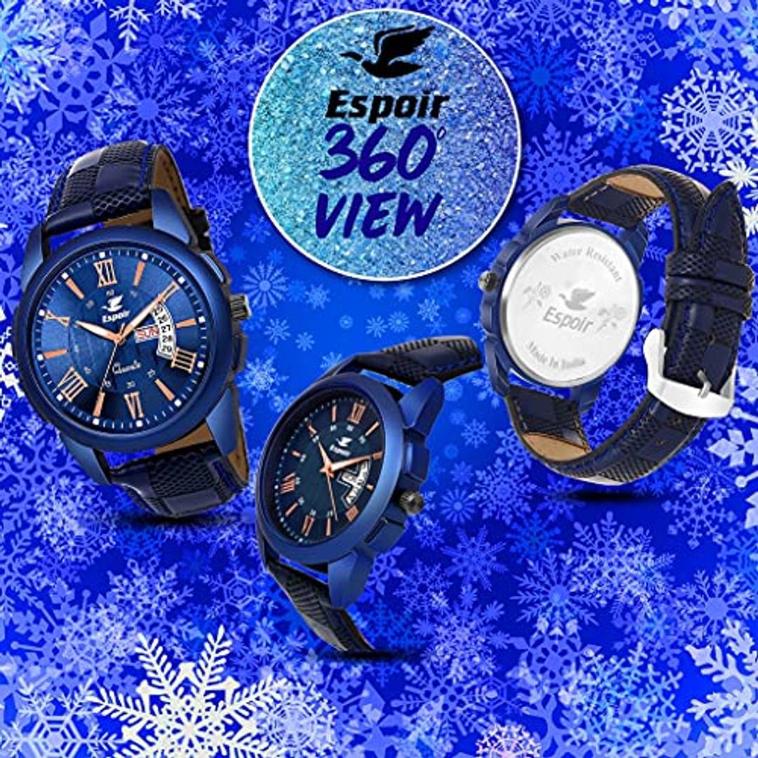 Espoir Analogue Blue Dial Day and Date Boy's and Men's Watch - CheckBlueRay0507 (Blue) Product-7678961