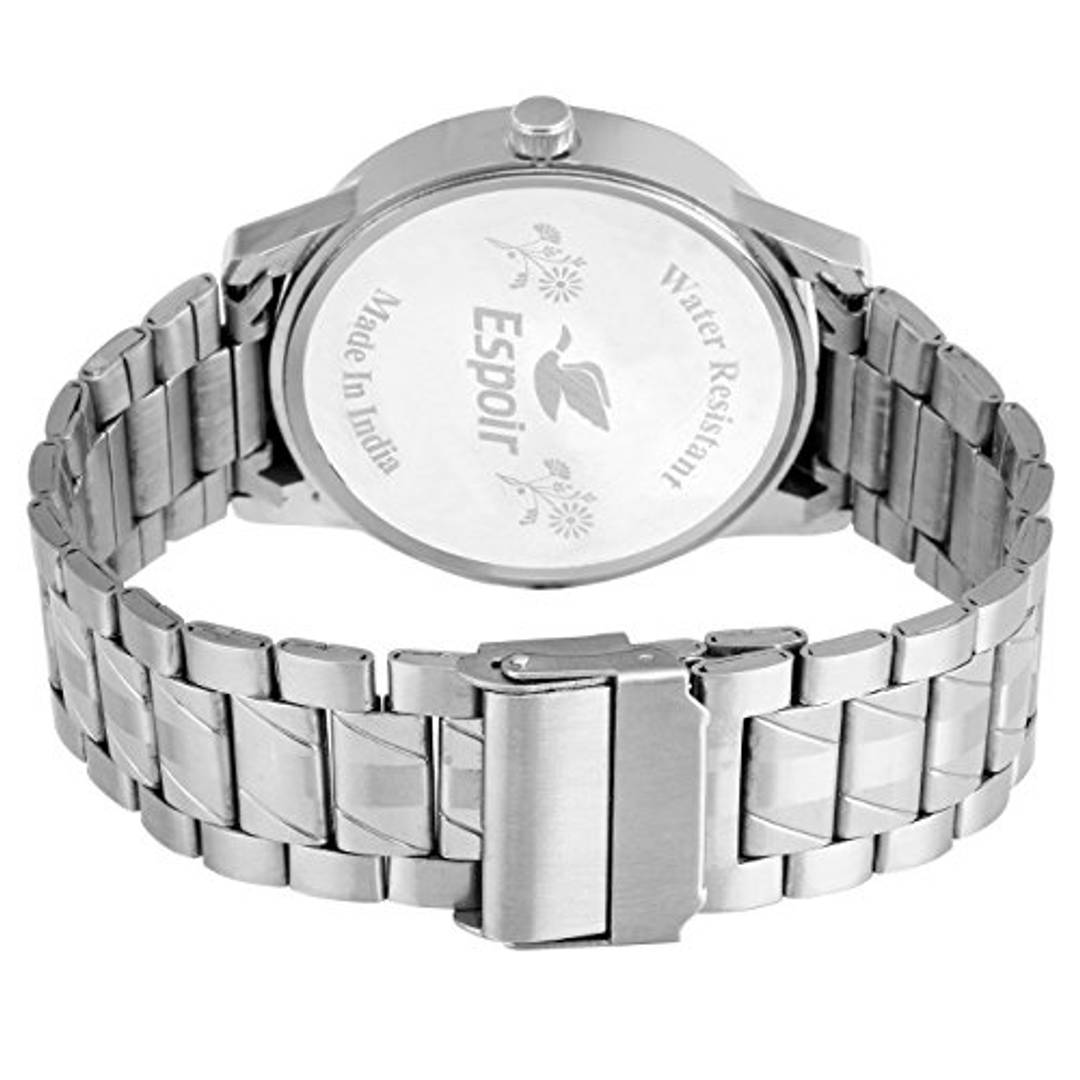 Espoir Exclusive Day Date Display Analog White Dial Stainless Steel Men's Watch - WDD0507, Medium