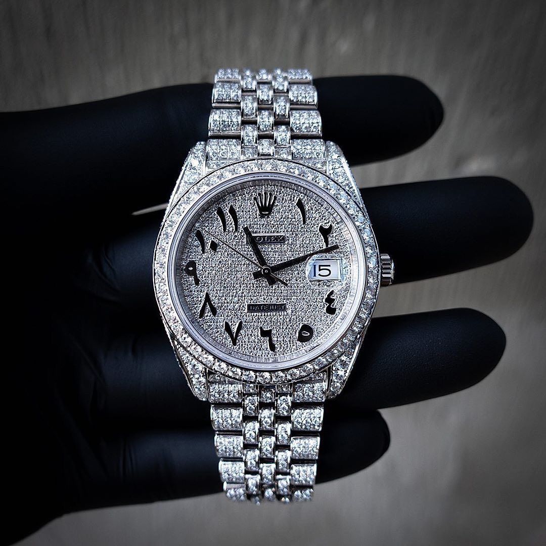 RLX Diamond Set - Royal Stainless Steel Watch With Arabic Dial Silver Color Watch For Men's And Women's -Best For Stylist Look- Rlx-Arabic