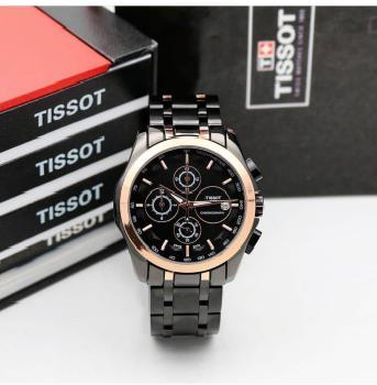 Tissot Chronograph Black Strap & Rose Gold Black Dial Men's Watch TS-BB-01