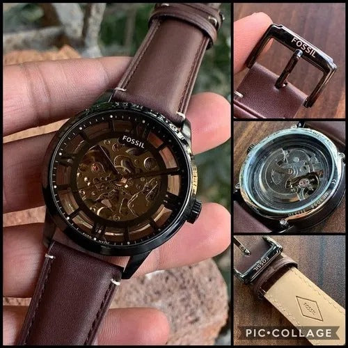 Fossil Townsman Automatic In Black Transparent Case With Dark