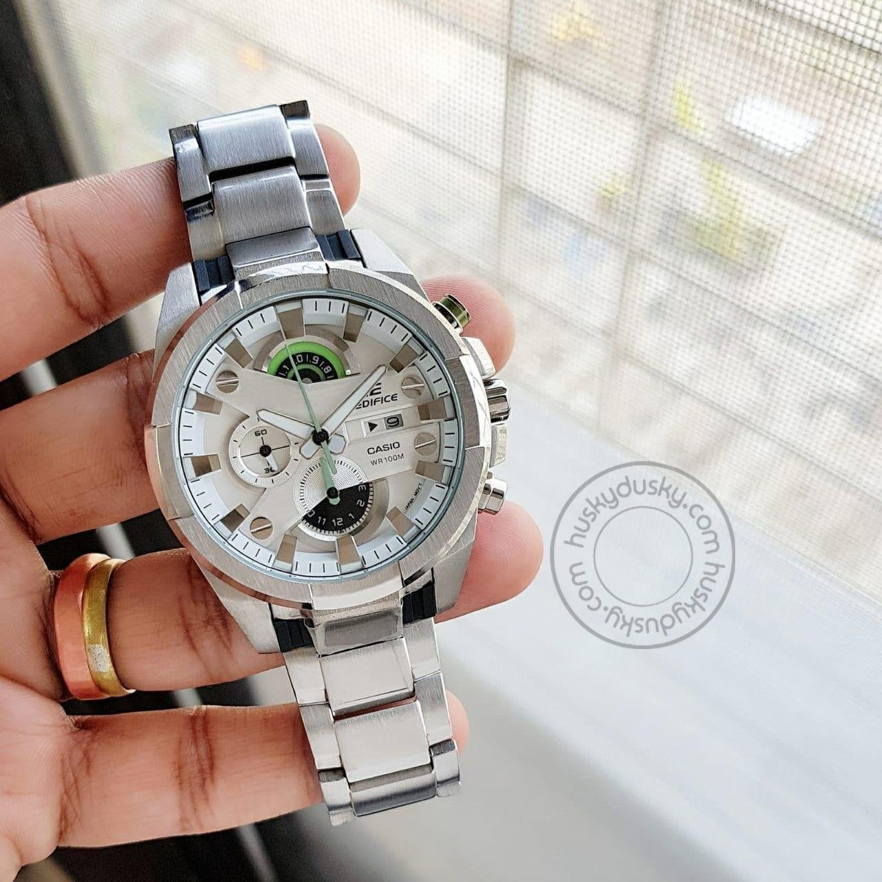 Casio Edifice Silver DialSilver Stainless Steel Chronograph Men's watch EFR 540-7AV