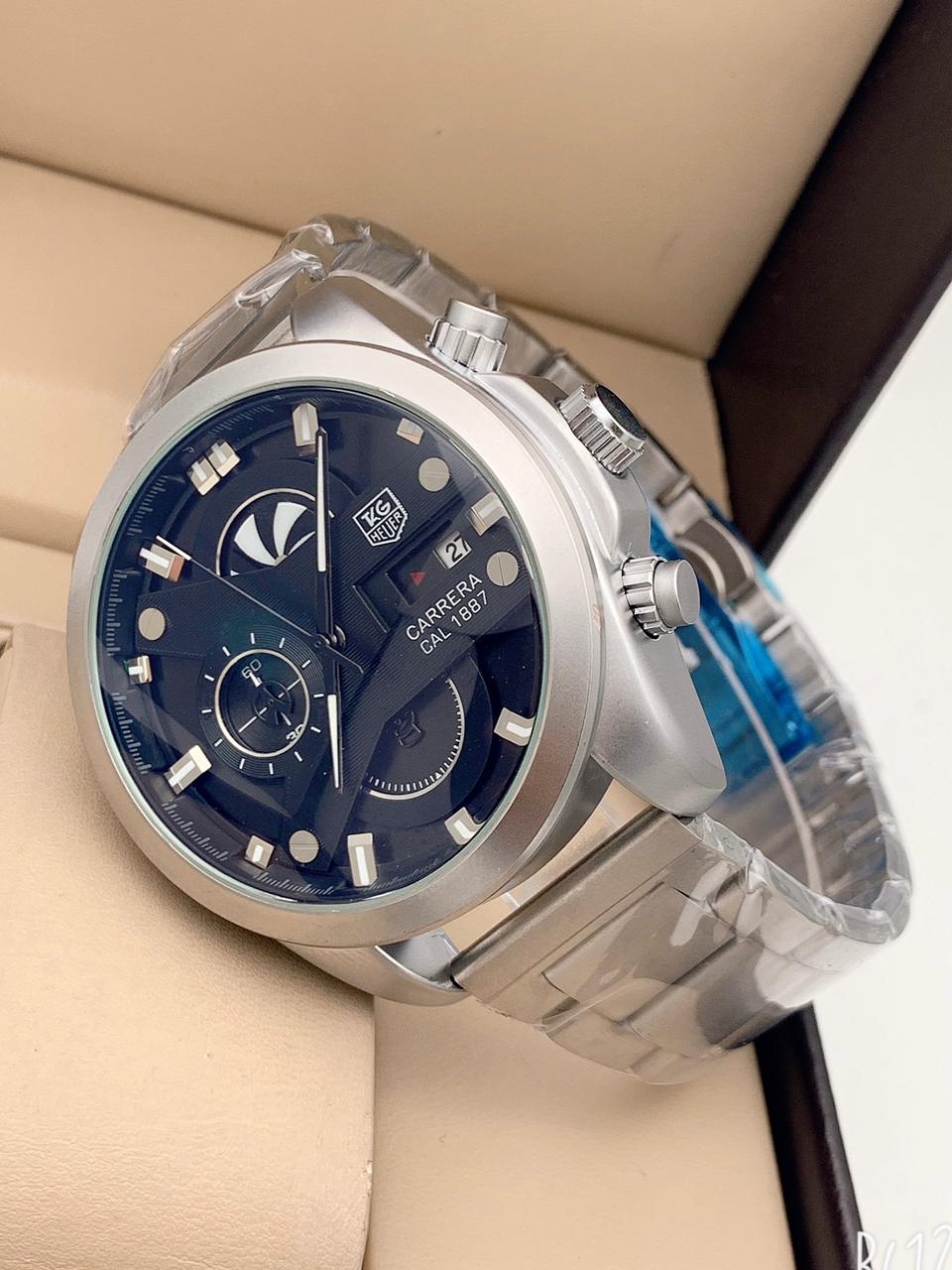 Tag Heuer Grand Carrera Cr7 1887 Blue Chronograph Multi Dial Stainless Steel Th-Slv-Blu Men's Watch For Man - Gift
