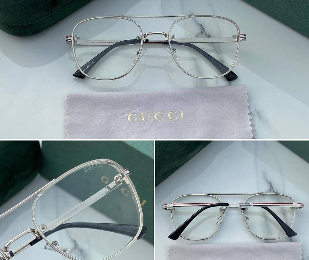Gucci Branded Transparent Glass Silver Frame Men's Women's Sunglass GU-563 Gift Sunglass