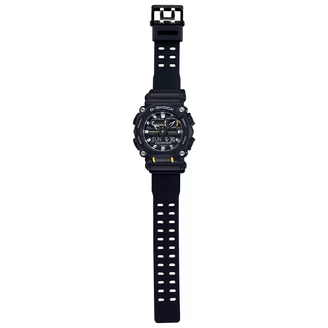 Casio G-Shock Analog Digital Black Belt Watch For Men's GA-900-1ADR - G1057 Black & Yellow Color Dial Day And Date Gift Watch