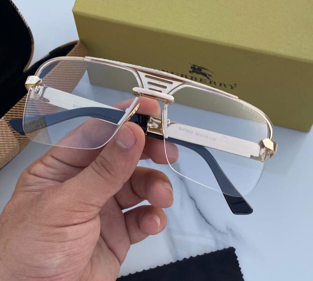 Burberry Branded Aviator Transparent Color Glass Golden Stick And Frame Men's Sunglass For Man Bb-700 Sunglass Gift