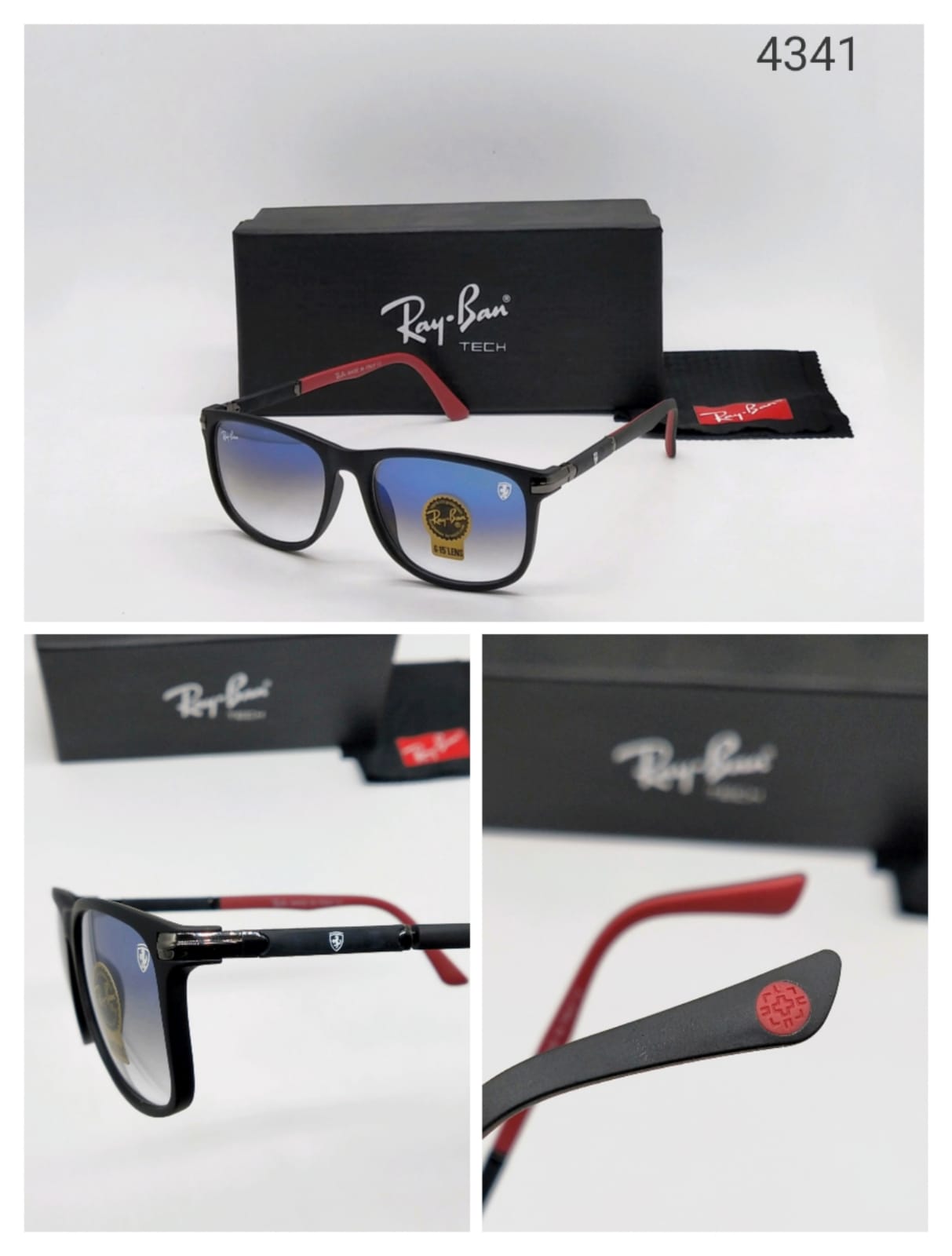 RB Brand New stylish Men's And Women's Sunglass Heavy Quality Black Frame With Blue Lences RB-SUN-04