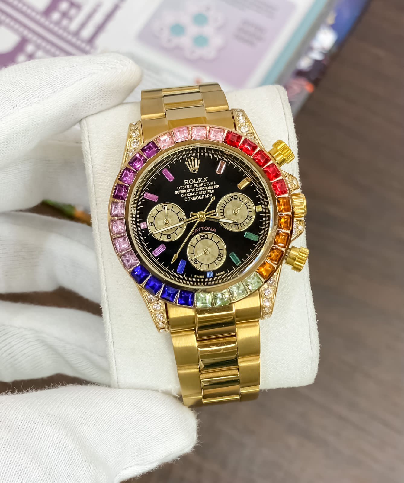 RLX Watch Rainbow Diamond Gold Metal Men's Watch RLX-Rainbow