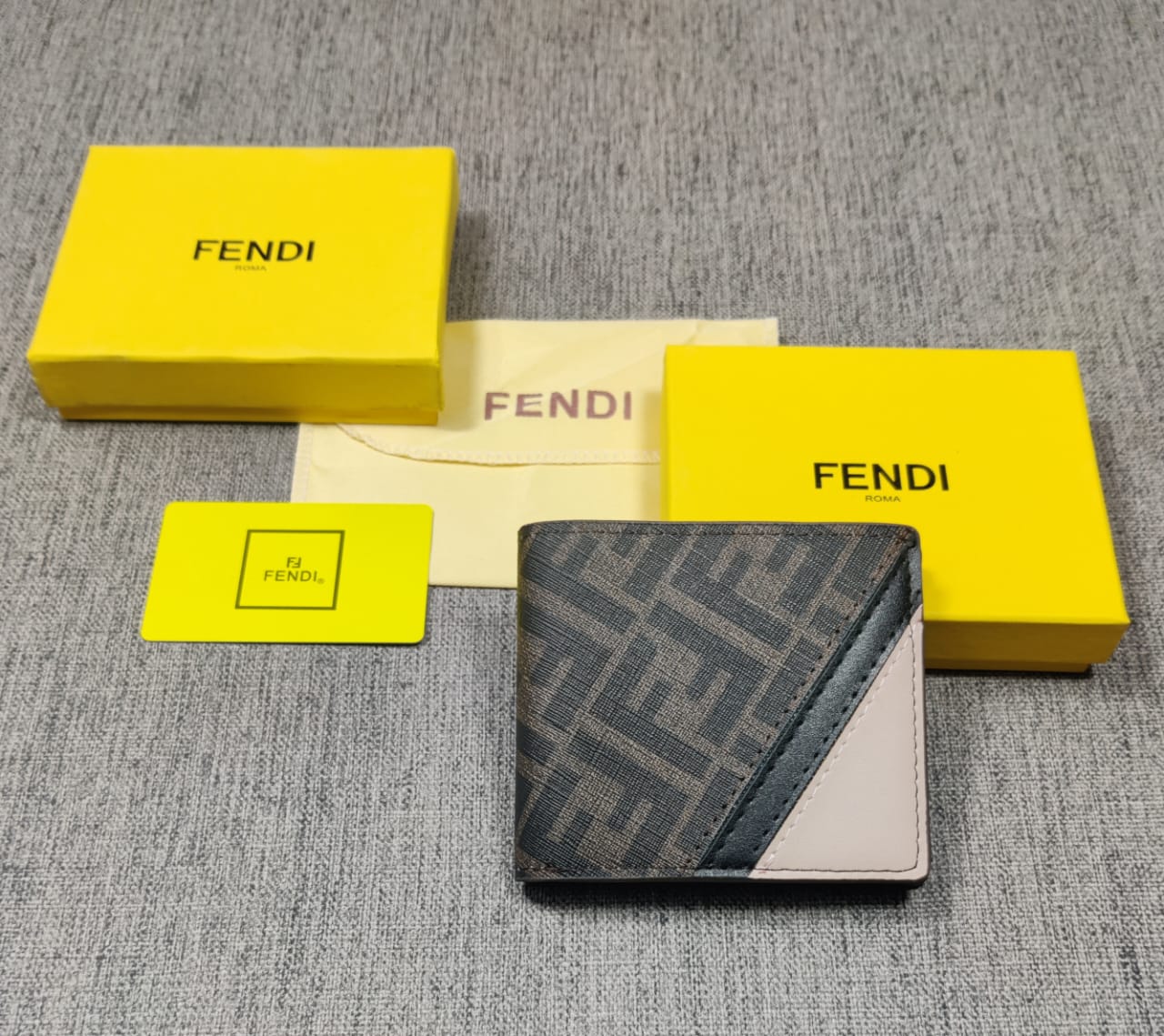 Fendi Leather Heavy quality multi color latest full printed design Fancy look wallet for men's FN-W-257
