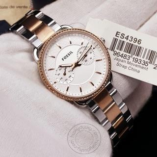Fossil Rose Gold Silver Women's ES-4396 Watch for Girl or Woman Two Tone - Best Gift For Women