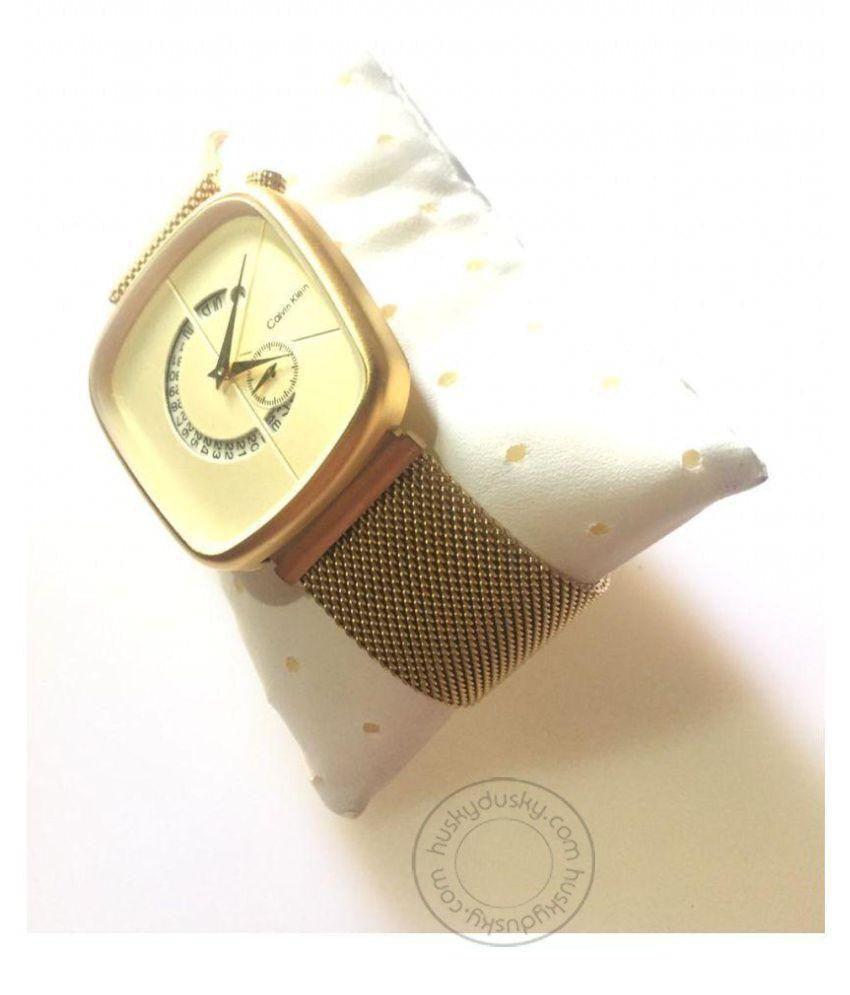 Calvin Klein CK Magnetic Clasp Gold White Dial Men's CK-GW Watch for Man or Woman Metal