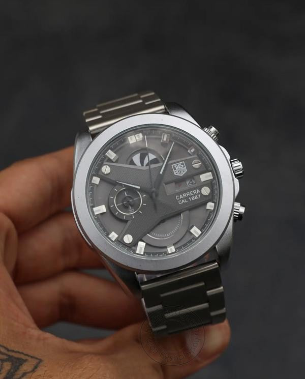 Tagheuer GRAND CARRERA CR7 1887 Silver Chronograph Multi Dial Stainless Steel TH-1887-S Men's Watch for Man - Gift